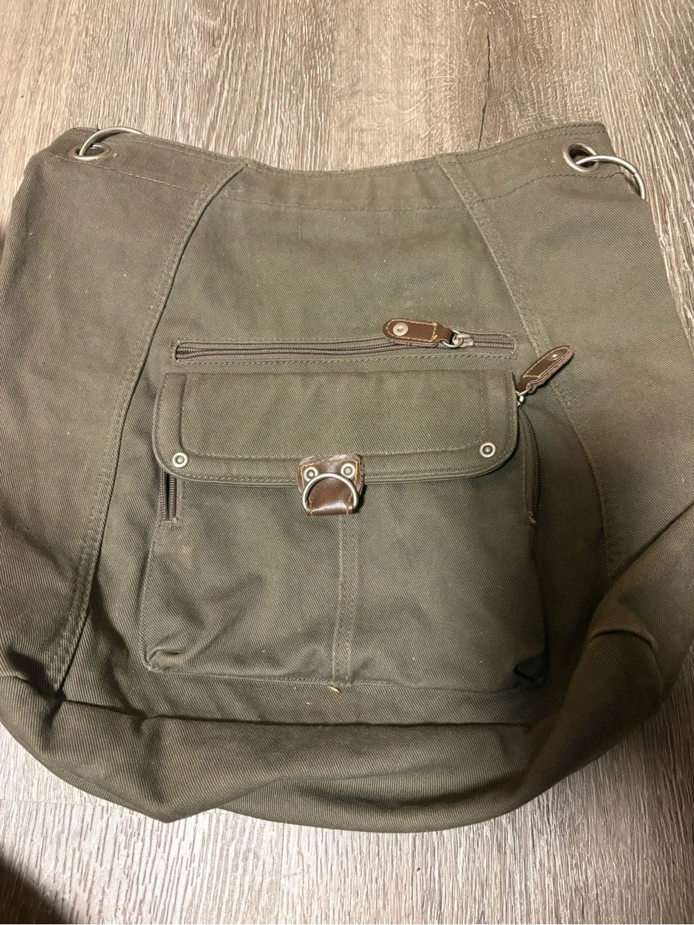 Canvas Messenger Bag - Olive Green